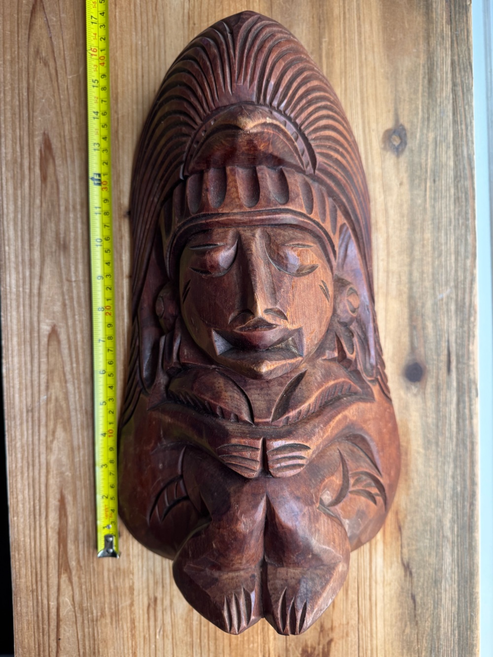 Vintage Hand Carved Wood Tribal Figure Sculpture Tiki Polynesian Oceanic Decor - Picture 11 of 12